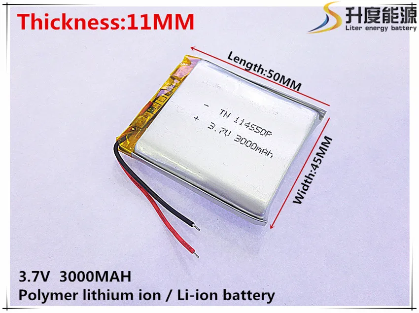 li-po 3,7 В, 3000 mah, [114550] PLIB (полимерна литиево-йонна батерия) Литиево-йонна батерия за таблети, GPS, mp3, mp4, мобилен телефон, динамика