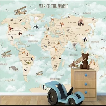 Milofi Индивидуални 3D Скандинавски Карикатура Балон Карта на Света, Голям ТЕЛЕВИЗОР фон тапети стенопис