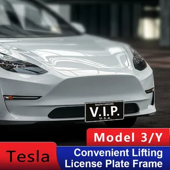 Model3 Американски Стандарт Преносим Подвижен Регистрационен Номер Рамка За Tesla, Модел 3 Y 2022 Аксесоари Авто Интериорни Детайли Модел