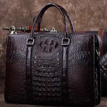 ourui нова истинска чанта от крокодилска кожа, мъжки мъжки портфейл, кафяв, мъжки чанти, мъжки чанти, чанта, изработена от крокодилска кожа, чанта от крокодилска кожа