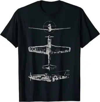 P51 Mustang Американски Военен Самолет WW2 Мъжка Тениска Къси Ежедневни Ризи от 100% Памук