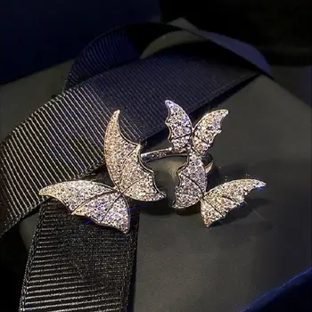 QTT Сладък Принцесата Стил Crystal Butterfly безименен Пръст на Жената Обещание Пръстен За Сватбени Аксесоари Пръстен Бижута