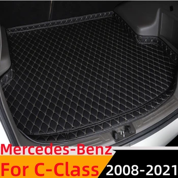 Sinjayer Авто Подложка За Багажника Всички Сезони, Авто Багажник За Багажното Мат Килим Високи Странични Карго Подложка За Mercedes-Benz C Class 2008-2021