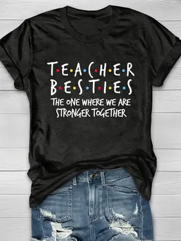 Teeteety/ Дамски Висококачествена тениска от 100% памук за учители, защото се побърка сам не е забавно, тениска с кръгло деколте и графичен принтом
