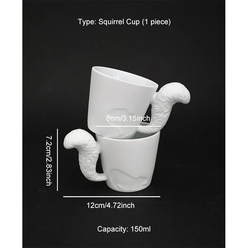 TingKe Японски ръчно стереоскопичен опашката на животното дръжка керамична чаша чаена чаша чаша за вода Скандинавски креативна свещ във формата на животно чаша