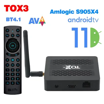 TOX3 Tv Box Android 11 Smart Tv Box 4 GB 32 GB Amlogic S905X4 Wifi BT4.1 1000 М ОТ 4 ДО HDR мултимедиен плейър Поддръжка на Google Play Телеприставка