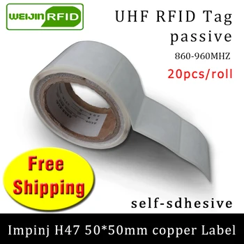 UHF RFID етикета стикер Impinj H47 печатна медни издател 915mhz868mhz EPC6C 20 бр. Безплатна доставка залепваща пасивни RFID етикет