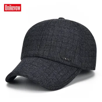 UNIKEVOW Ново записване, Зимни спортни шапки в стил мозайка с уши, шапка за голф, Ежедневни зимни шапка, топли шапки за мъже