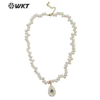WT-JN115 Великолепна мода скъпоценен бял сладководни перли висулка верижки и колиета за жени гореща нередовни перлена огърлица