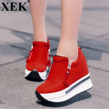 XEK/ пролетно-есенна мода обувки на платформа с цип, ежедневни сладки маратонки, дамски обувки за дребни подметка, размер 35-40 ZLL24