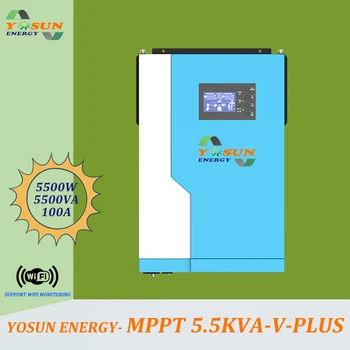 YOSUN 100A MPPT Слънчев Инвертор 120 До 500 с високо PV гама от 230 vac 5 kva 5500 W Самостоятелна Слънчева система, 48 vdc Батерия без Батерия
