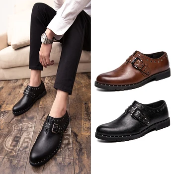 Zapatos De Hombre/официални мъжки лоферы от естествена кожа с Нитове, Меки Удобни обувки за шофиране на равна подметка, Модни Маратонки, Обувки, без закопчалка, Обувки