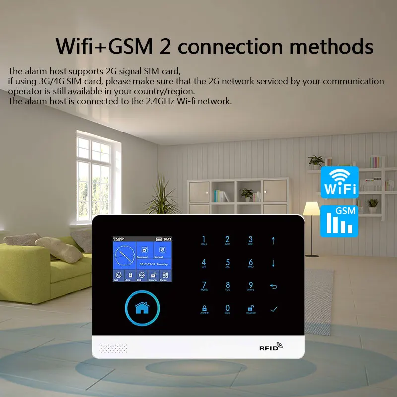 Аларма Sasha App 2.4 G Wifi Предупредително Връзка Домашна Сигурността На Безжична Връзка За Защита Аларма Живо Сигнал Приложение Напомняне