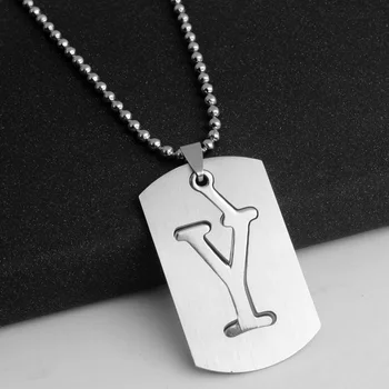 Английска начална буква Y име на символ колие подвижна двуслойни текст от неръждаема стомана Английски азбука Семейни подаръци бижута