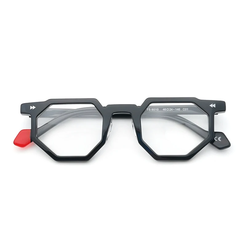 Бял Оптично Жълт Цвят Ацетат Мъже, Жени Неправилна Форма Стари Ретро Предписани Очила, Рамки за Очила TS8010
