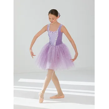 виолетовият балетное рокля с лъскава пола, дълги романтични балетные рокли, костюми за момичета или възрастни, Сиреневая пола-пакетче, лилава приказка балет