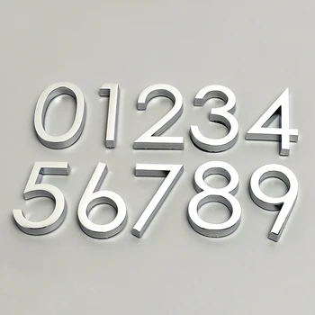 Височина-5,8 СМ 3D Цифра Къща Номер на Входната Врата на Стикер на Знак Портата на Сребърни Цифри Етикет Хотел Домашен Адрес Етикет Табела 0-9 #LM60V