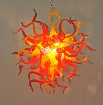 Висящи Лампи Led Тавана Лампа 110-240 V Оранжево-Жълт Цвят, Ръчно Изработени От Бластване Стъкло Модерен Полилей Осветление 24 Инча