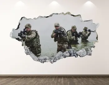 Военни Войници Стикер На Стената - Камуфлаж 3D Разби Стенни Художествена Стикер Декор на Детска Стая на Винил Домашен Плакат На Поръчката Подарък KD158
