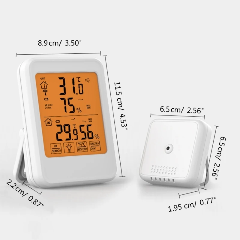 Вътрешен Външен Термометър с безжични датчици, Цифров Термометър-Влагомер, влага температура B03D