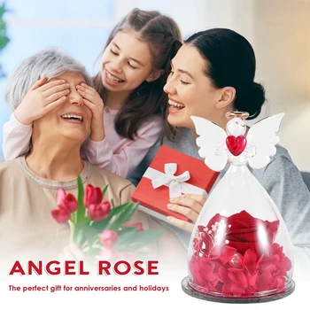 Горещ Подарък За Приятелка Завинаги Роза В Стъклен Капак Ангел Вечните Цветя Начало Декор Подаръци За Сватба 