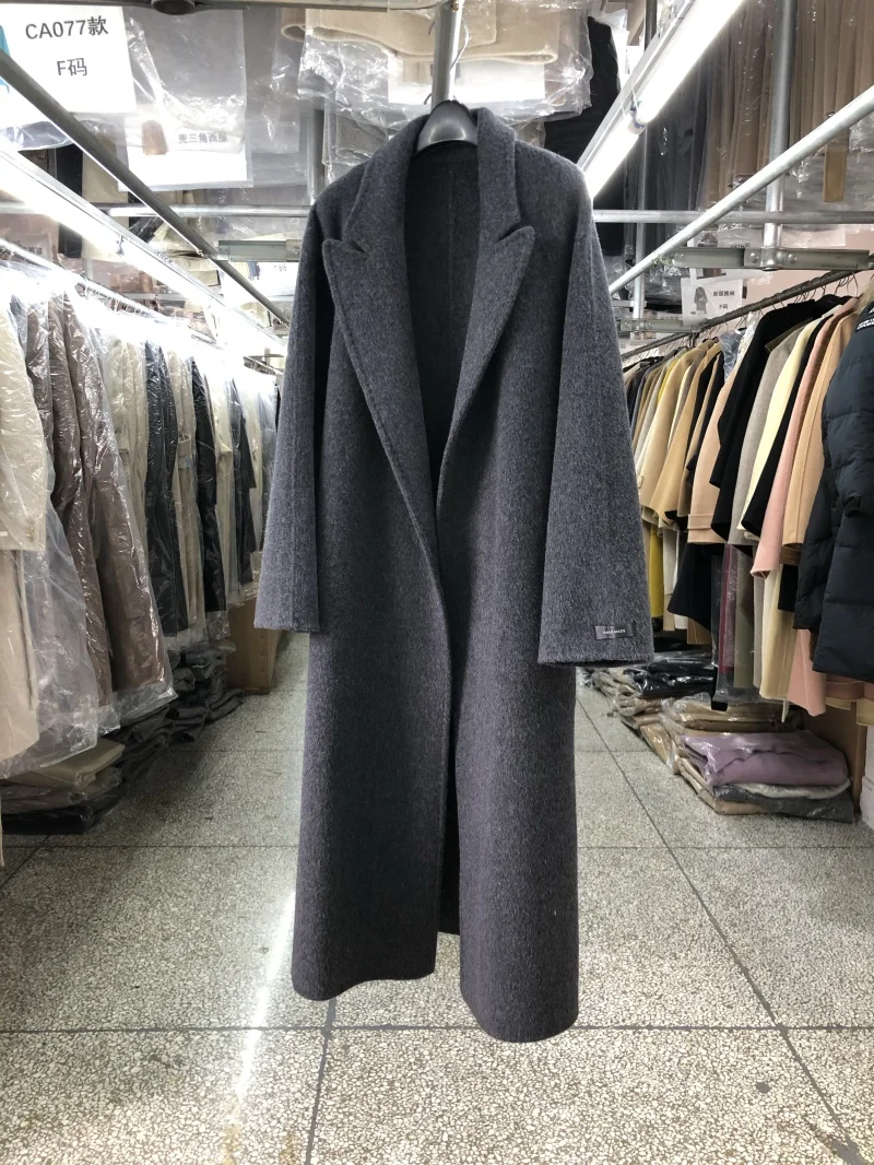 Двустранно кашемировое дамско палто със средна дължина, 2022, есенно-зимния ново коварен просто вълна палто ръчно изработени от дантела