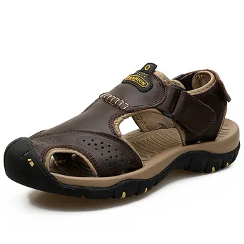 Директна доставка, Мъжки летни Сандали, Ежедневни обувки от естествена кожа, Мъжки Плажни Сандали в римски стил, Брандираната Мъжки летни обувки, Голям Размер 39-46