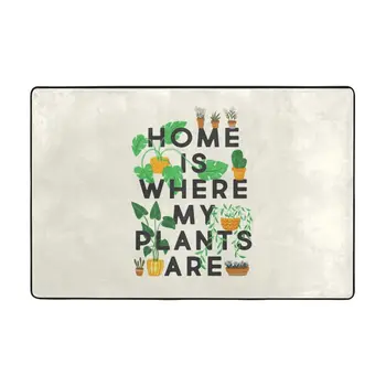 Дом е там, където ми растения, подложка за килима, подложка от полиестер, противоскользящий декор за пол, баня, Кухня, Хол 60*90
