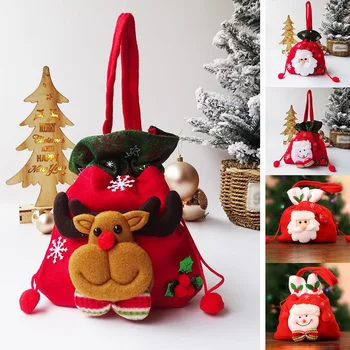 Дядо Торбички Текстилен Подарък Пакет Бонбони Ябълка Дръжка За Чанта Коледни Декорации За Дома Масата На Нова Година 2023 Коледни Подаръци
