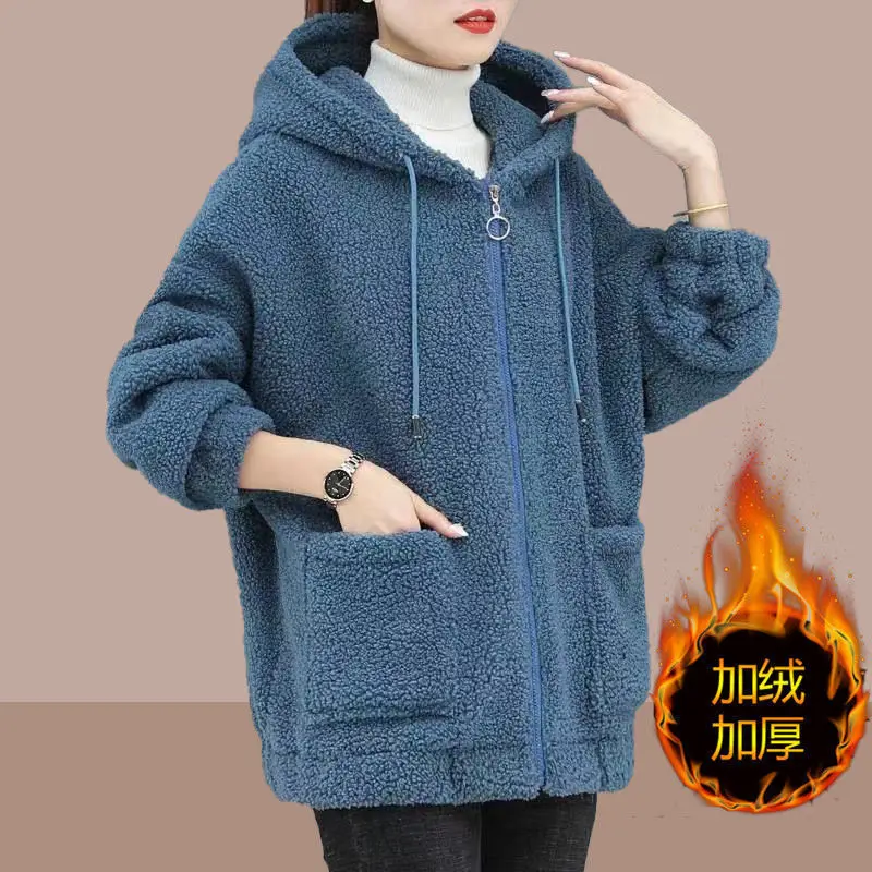 Есенно-зимни Кадифе яке от агнешко месо, Дамски 2020, Нова Свободна Корейската версия на мълния, Топли палта и якета в стил харадзюку, женски