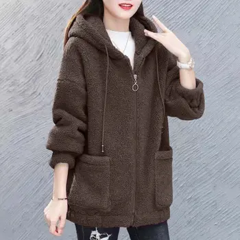 Есенно-зимни Кадифе яке от агнешко месо, Дамски 2020, Нова Свободна Корейската версия на мълния, Топли палта и якета в стил харадзюку, женски