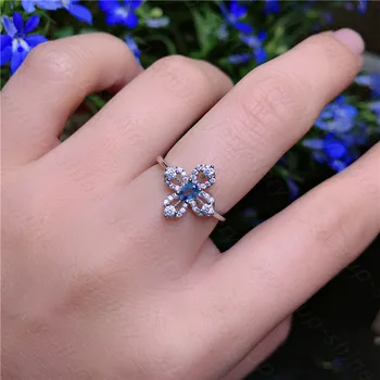 Естествено цветно сапфирен пръстен от сребро 925 проба женски пръстен проста атмосфера и дълъг струящийся стил