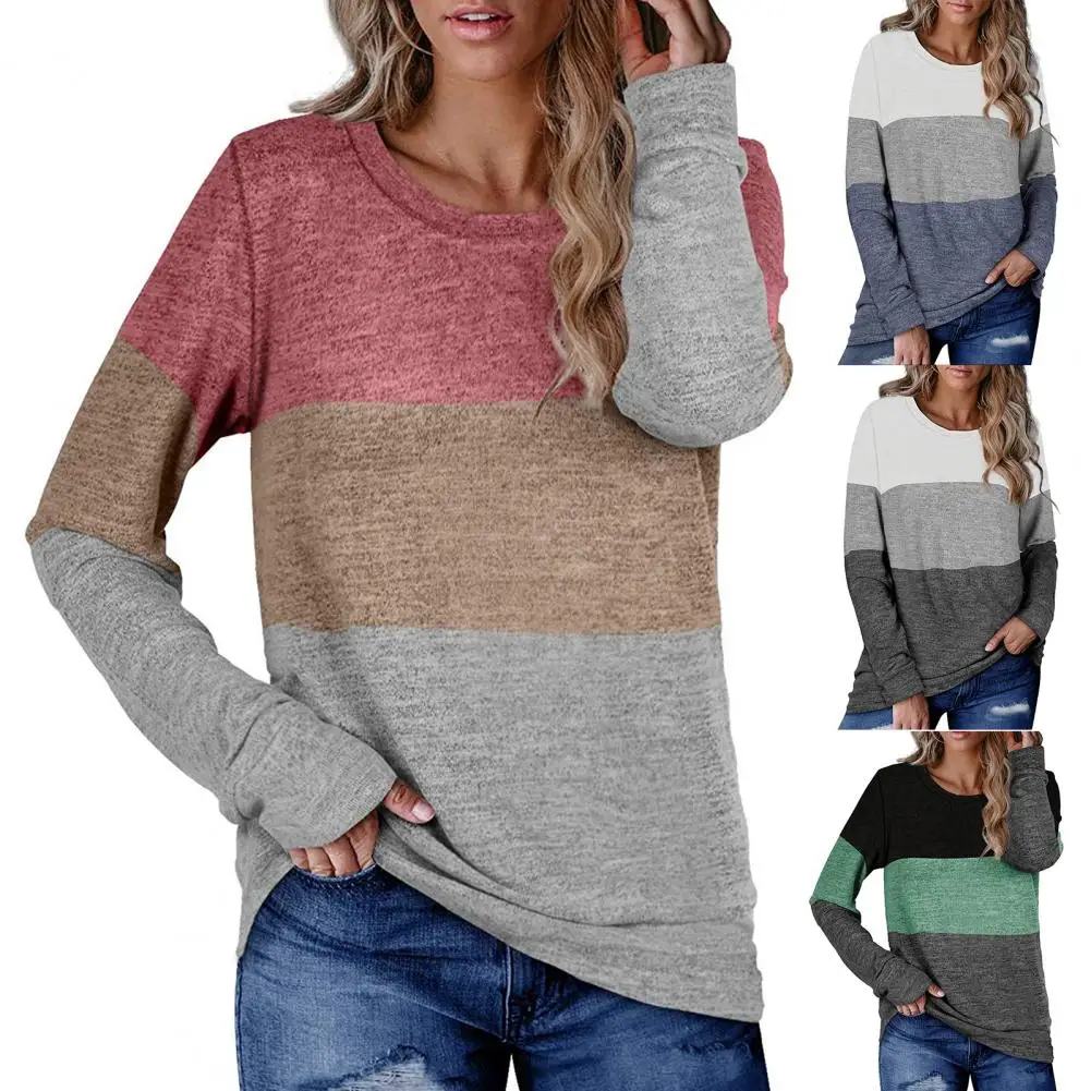 Жена Топ, Ежедневни Темпераментен Дългата Тениска с Дълъг Ръкав Контрастен Цвят за Пътуване, Дамски Блуза, Дамски Пуловер