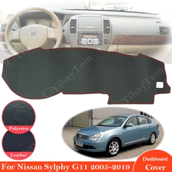 За Nissan Sylphy G11 2005 ~ 2019 Bluebird Противоскользящий Кожена Подложка Тампон Върху таблото на сенника Аксесоари за Dashmat 2011 2012 2013