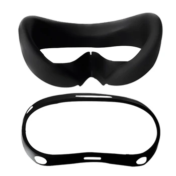 За PICO 4 Силиконова маска за лице + Защитна маска за лице, мек калъф за слушалки за Pico 4 (черен)