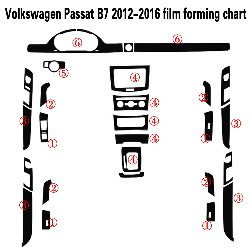 За Volkswagen Passat B7 2012-2016 Самозалепващи Автомобилни Стикери От Въглеродни Влакна, Автомобилни Винилови стикери и Етикети Аксесоари За Полагане на Автомобили