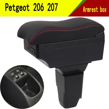 За Автомобили Peugeot 206 207 Подлакътник Скоростна Централно Съдържанието на Интериора Налокотник Калъф За Съхранение на Колата си-стайлинг с USB Подстаканником