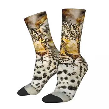 Забавни happy Мъжки чорапи Леопард живопис ретро Харадзюку хип-хоп новост случайни през цялата чорап луд подарък печатни модел