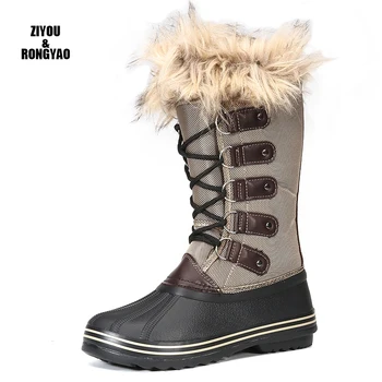Зимни дамски обувки 2022 г., Топли обувки за зимата меху с високо плюшем, по-големи размери от 35 до 42, лека дрехи за момичета, бели обувки с цип, дамски топли ботуши