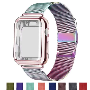 Калъф + Каишка за Apple Watch каишка 41 мм, 45 мм, 4 мм, 40 мм 42 мм 38 мм смарт часовници магнитен Mlanese контур гривна iWatch серия 7 6 5 4 3