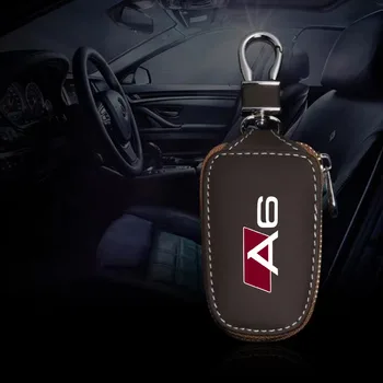 Кожен Калъф За Ключове На Автомобила Сгъваем Джоб С Ключодържател Дистанционно Управление За A4 A5 A6 A7 A8 Q3 Q5 Q7 Q8 Защитно Покритие На Корпуса Авто Аксесоари