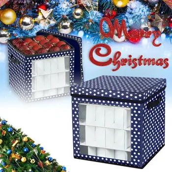 Коледен Орнамент Кутия За Съхранение С Капацитет 64 Коледни Кълбо, Празнични Украси Коледно Украшение На Куб За Съхранение На Организатор На Коледно Съкровище