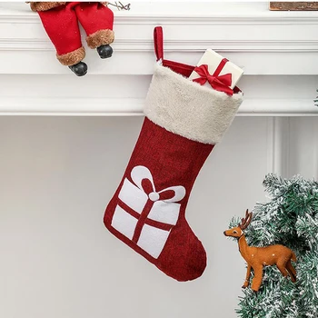 Коледни Чорапи, Висулка Плат Коледно Дърво Лосове Снежинка Украшение Коледен Принт Вечерни Модни Бижута Вкъщи Подарък Чанта