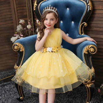 Коледно Детско принцеса рокля за момичета, лейси пакетче, бебешка рокля с цветя модел за момичета, Сватба, Рожден Ден, парти, от 2 до 10 години