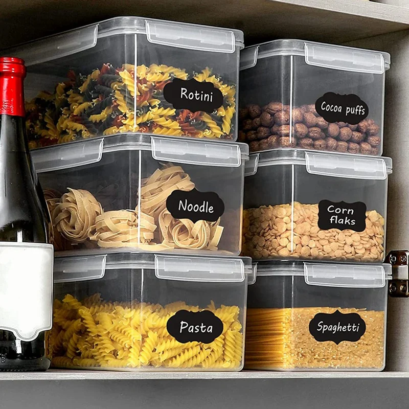 Комплект херметически затворени контейнери за съхранение на хранителни продукти обем 3,2 л, Контейнери за спагети с капаци за организация на кухнята, За съхранение на 6 бр.