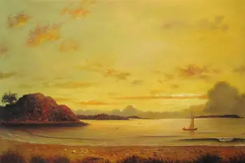 Красив Пейзаж от картината Зората на Мартин Джонсън Хида Платно Стенни Картини, Ръчно изработени 100%