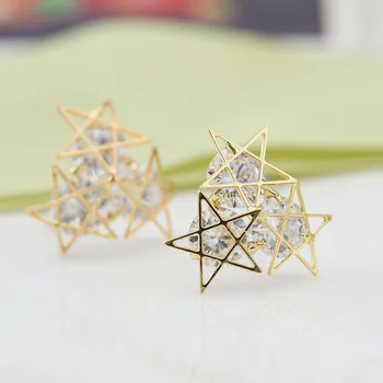 Красива мода 3 звезди състав кристални обеци Пет Звезди Кристални Обеци-Карамфил за Жени Обеци на Едро Brincos