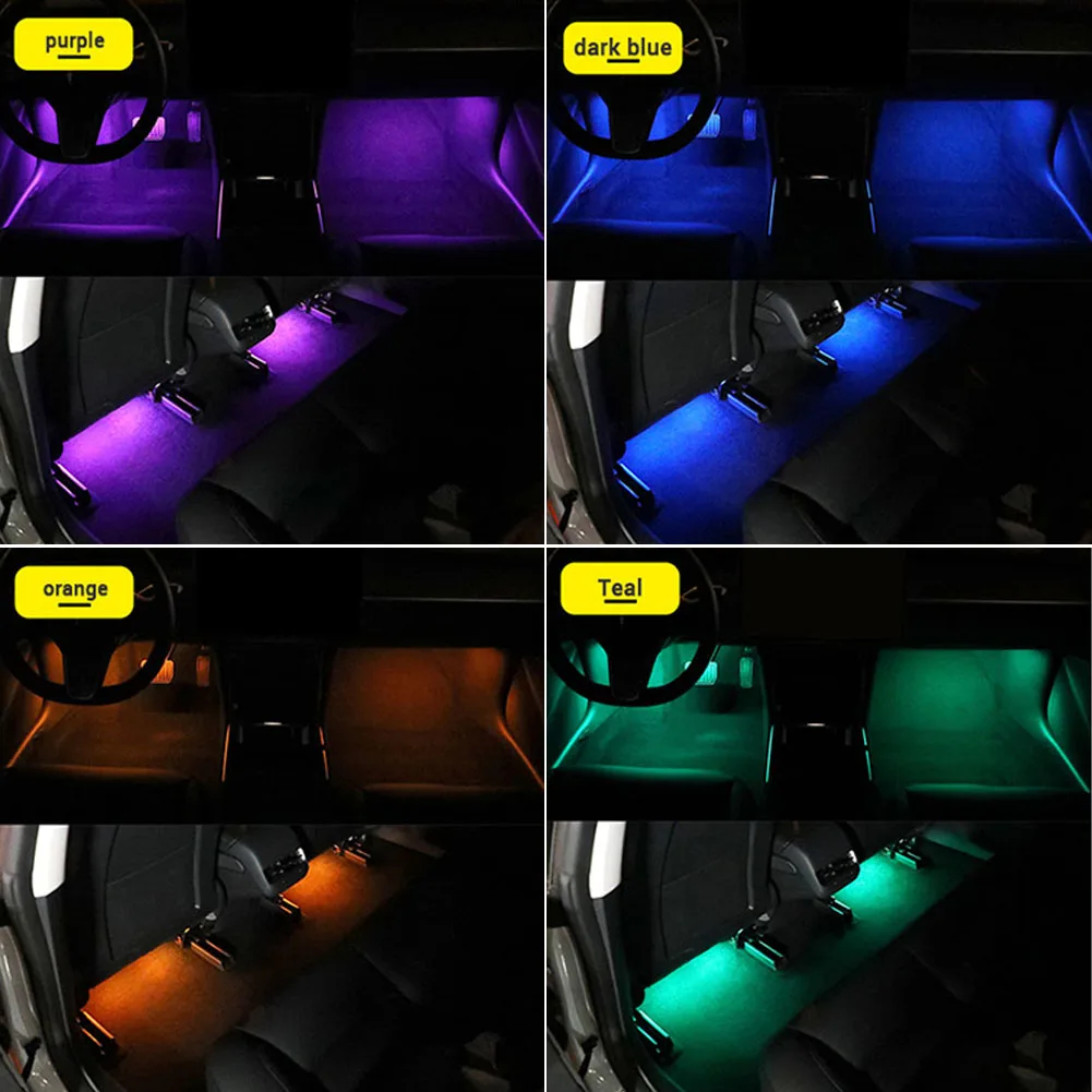 Лампа Атмосферата на Светлината, вътрешността на колата Лампата на Пода RGB Магнитно Закопчаване с Дистанционно Wi-Автомобилен Украса на Декоративни Аксесоари