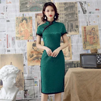 Летни Китайски Реколта Рокли Ципао Ципао Китайската Традиционна Облекло за Жени, 3XL Плюс Размера на Вечерни Рокли за Партита
