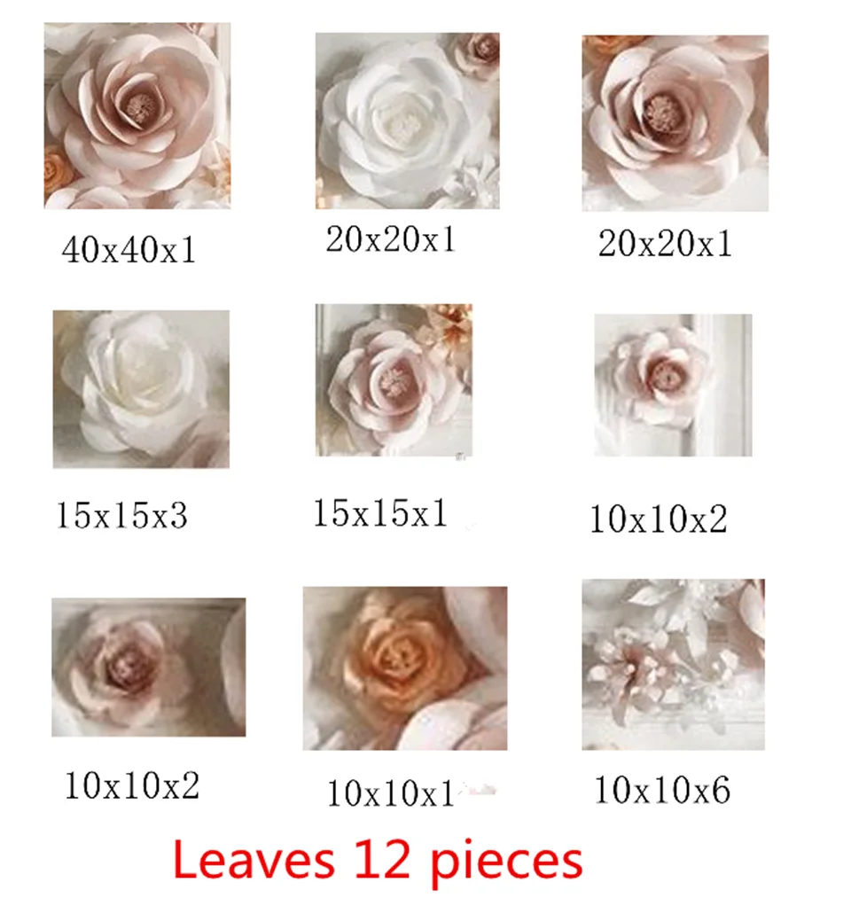 Листата 12 парчета 18 цвете Сватбен магазин за декорация на фона на стени тапети на цветя 3 d цвете на крайния продукт